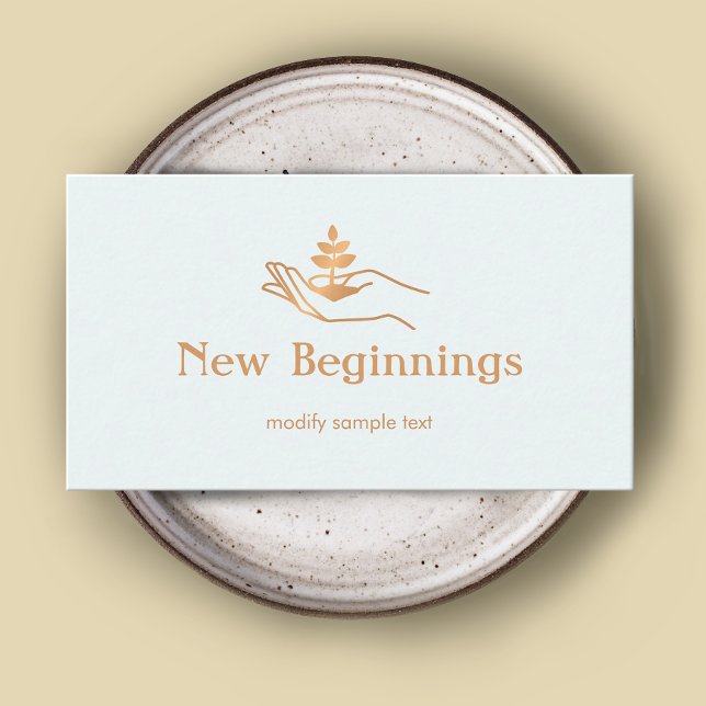 Hand Holding Leaf Plant  Wellness  Counselor Business Card (Creator Uploaded)