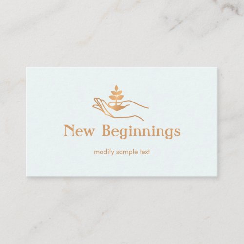 Hand Holding Leaf Plant  Wellness  Counselor Business Card