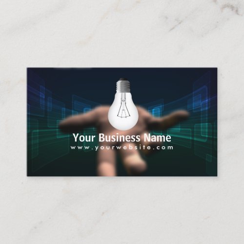 Hand Holding Light Bulb Dark business card