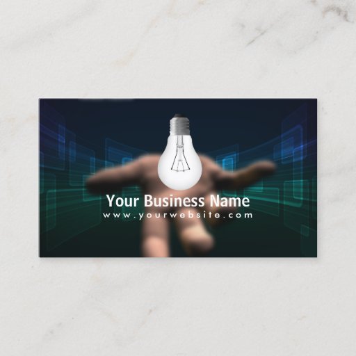 Customizable Hand Holding Light Bulb Dark business card