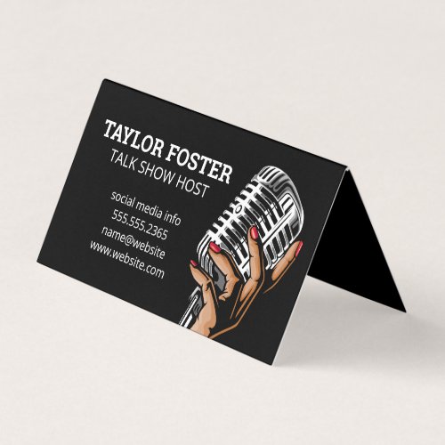 Hand Holding Microphone  Singer  Radio Host Business Card