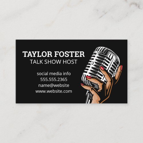 Hand Holding Microphone  Singer  Radio Host Business Card