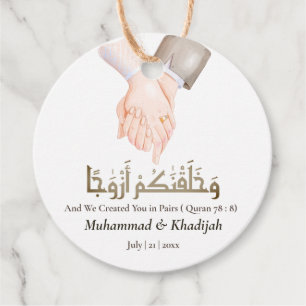 Hand Holding Quote An-Naba 8 Muslim Wedding Nikah Favor Tags