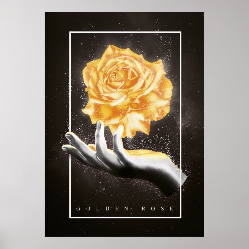 Hand holding rose flower poster