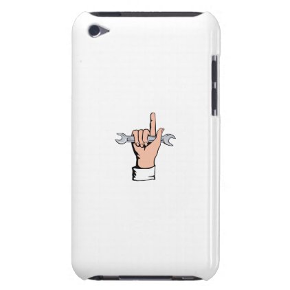 Hand Holding Spanner and Pointing Up Retro Barely There iPod Case