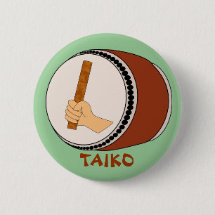 Hand Holding Stick Taiko Drum Japanese Drumming Button