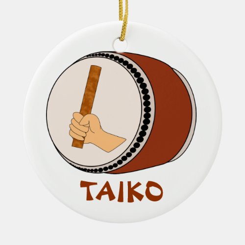 Hand Holding Stick Taiko Drum Japanese Drumming Ceramic Ornament