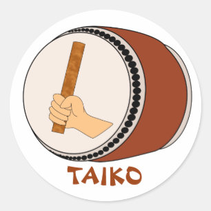 Hand Holding Stick Taiko Drum Japanese Drumming Classic Round Sticker