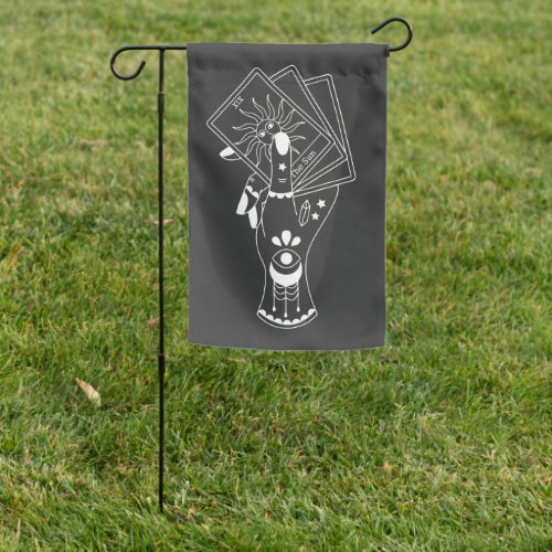 Hand Holding Tarot Cards Garden Flag