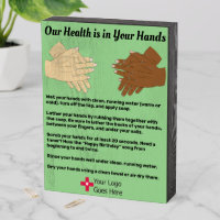 Hand Hygiene Proper Hand Washing Wooden Box Sign