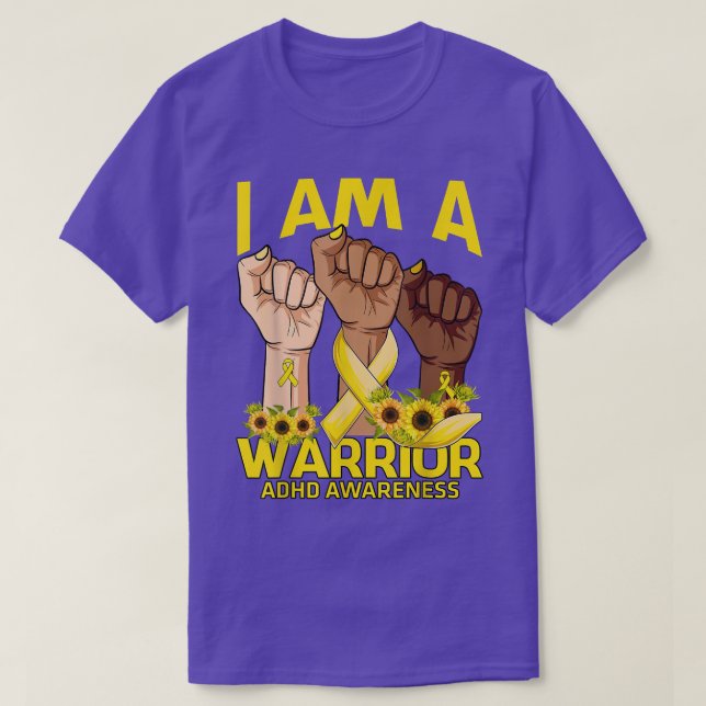 Hand I Am A Warrior ADHD Awareness Sunflower  T-Shirt (Design Front)