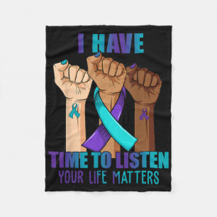 Hand I Have Time To Listen Suicide Prevention Awar Fleece Blanket