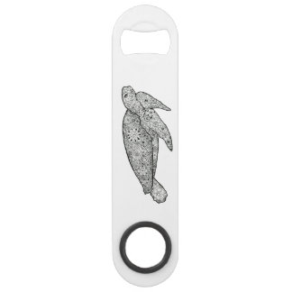Hand Illustrated Artsy Floral Sea Turtle Speed Bottle Opener