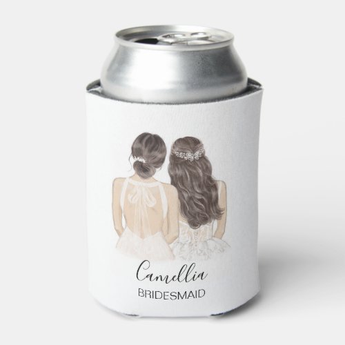 Hand Illustrated Bridesmaid Maid of honor Can Cool Can Cooler