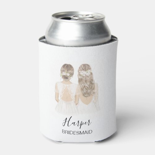 Hand Illustrated Bridesmaid Maid of honor Can Cool Can Cooler