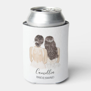 Hand Illustrated Bridesmaid Maid of honor Can Cool Cooler