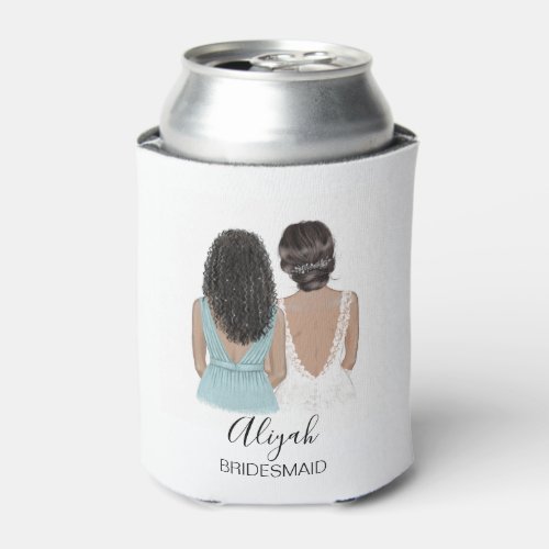 Hand Illustrated Bridesmaid Maid of honor Can Cooler