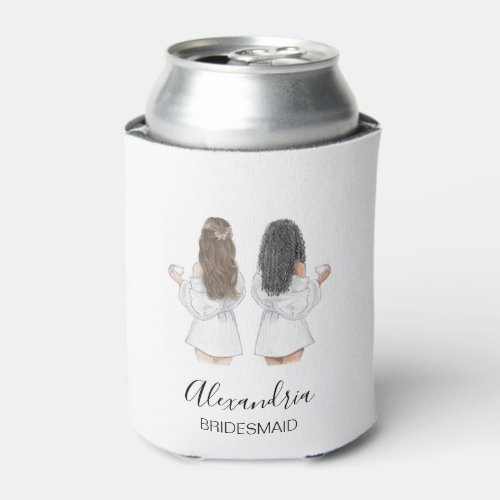 Hand Illustrated Bridesmaid Maid of honor Can Cooler