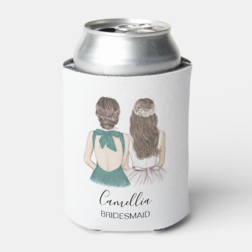 Hand Illustrated Bridesmaid Maid of honor Can Cooler