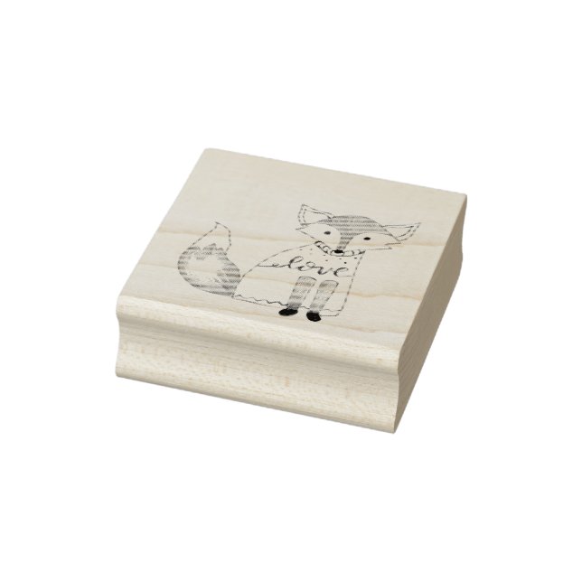 Hand Illustrated Christmas Fox Rubber Stamp (Stamp)