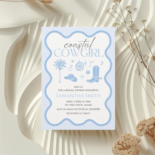 Hand Illustrated Coastal Cowgirl Bridal Shower Invitation