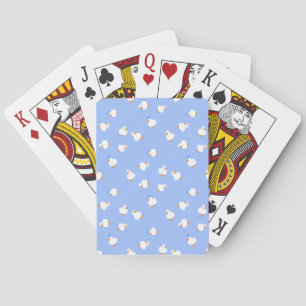 Hand Illustrated Cute Kawaii Ducks in Blue Poker Cards