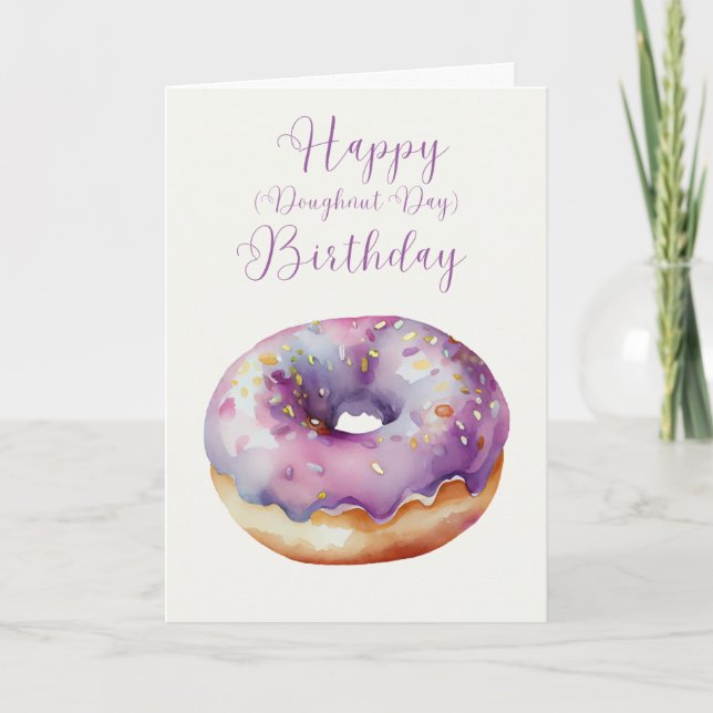 Hand Illustrated Donut Happy Birthday Card (Front)