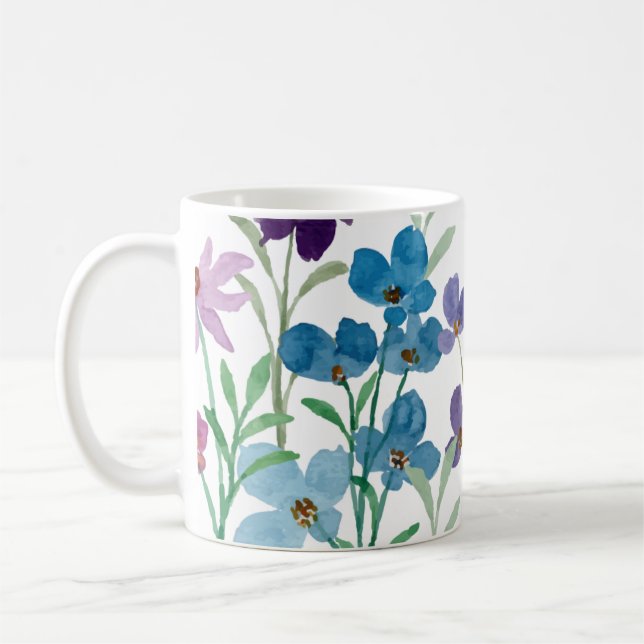 Hand Illustrated Floral Print  Coffee Mug (Left)