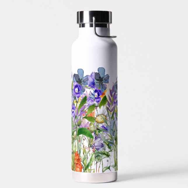 Hand Illustrated Floral Print  Water Bottle (Left)