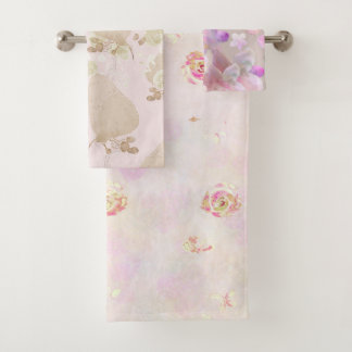 Hand Illustrated Flowers Print Wash Bath Towel S