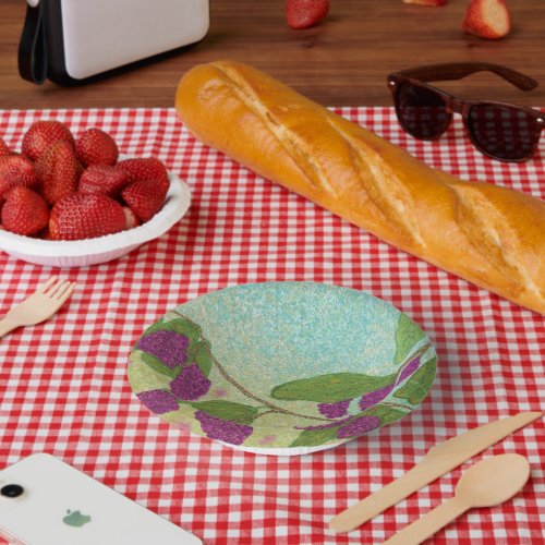 Hand-Illustrated Grape Vines Purple & Green Paper Bowls