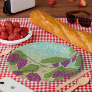 Hand-Illustrated Grape Vines Purple & Green Paper Plates