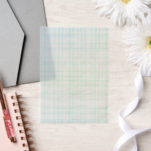 Hand illustrated green and blue plaid Vellum  Invitations
