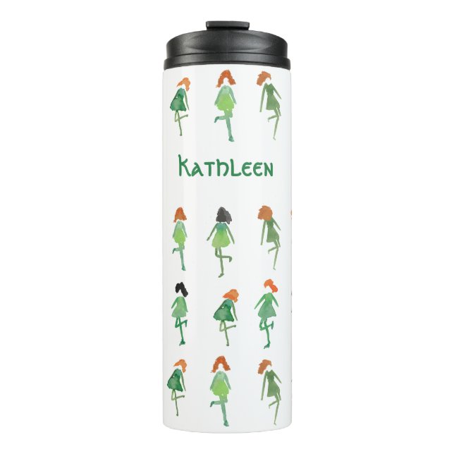 Hand-Illustrated Irish Dancers St. Patrick's Day Thermal Tumbler (Front)