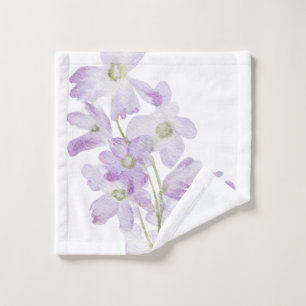 Hand Illustrated lilac Flower Print Wash Clothes Cloth
