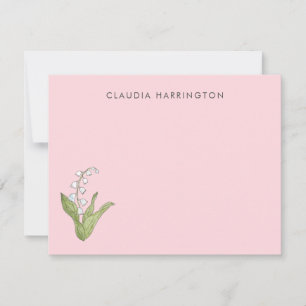 Hand-Illustrated Lily of the Valley Pink Floral Note Card