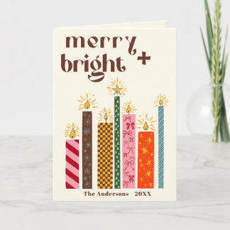 Hand-Illustrated Merry + Bright Christmas Card