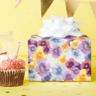 Hand-Illustrated Pansy Wildflowers Colorful Floral Wrapping Paper