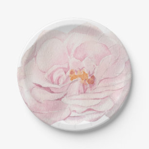 Hand Illustrated Pink Peony  Paper Plates