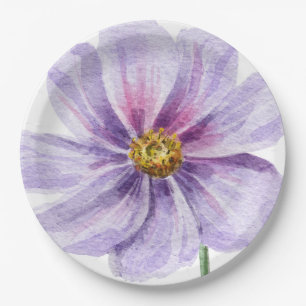 Hand Illustrated Purple Wild Flower Paper Plates