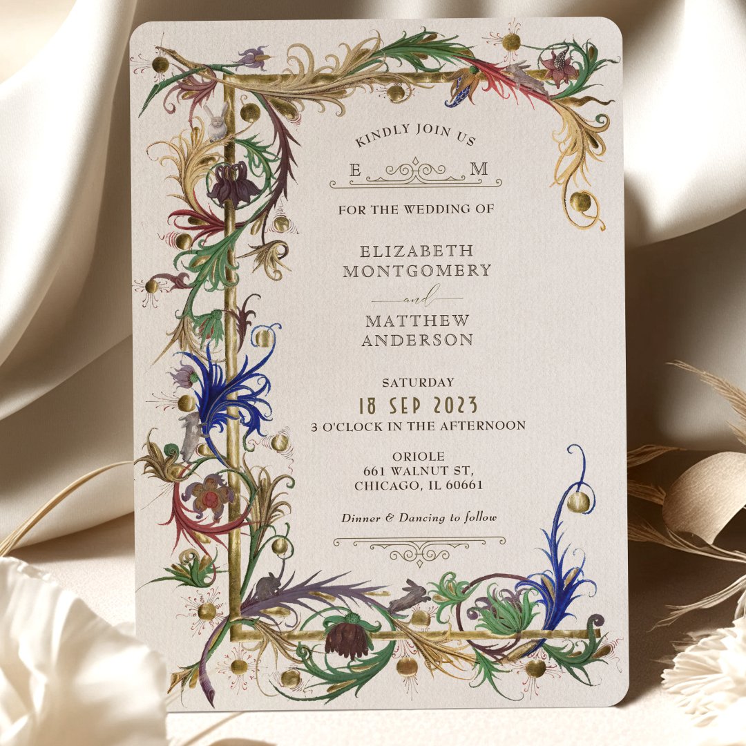 Hand-Illustrated Royal Medieval Wedding                    Invitation