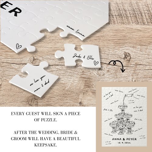 Hand_illustrated Unique Guestbook Sign Puzzle