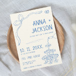 Hand Illustrated Vintage French Blue Wedding Invitation<br><div class="desc">French Scribbles Wedding Invitation: A Touch of Handcrafted Elegance Embrace the charm of artisanal elegance with our French Scribbles Wedding Invitation, a whimsical blend of hand-written allure and hand-illustrated creativity. Inspired by the trendiest styles of the moment and infused with the timeless sophistication of French scribbles, these invitations promise to...</div>