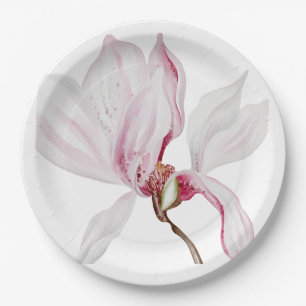 Hand Illustrated Wild Orchid  Paper Plates