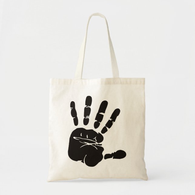 Hand Impression Black Tote Bag (Front)