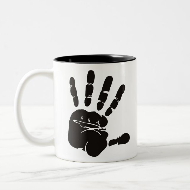 Hand Impression Black Two-Tone Coffee Mug (Left)