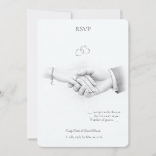Hand in Hand Romantic Minimalist RSVP Invitation