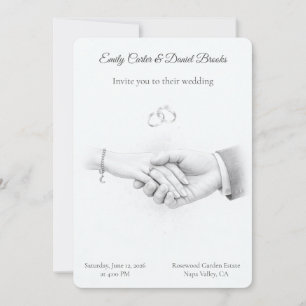 Hand in Hand Romantic Minimalist Wedding Invitation