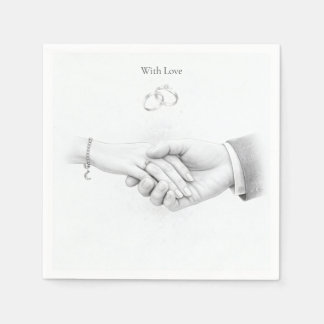Hand in Hand Romantic Minimalist Wedding Napkins
