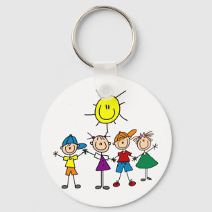 Hand in Hand Stick Figure Kids Tshirts and Gifts Keychain